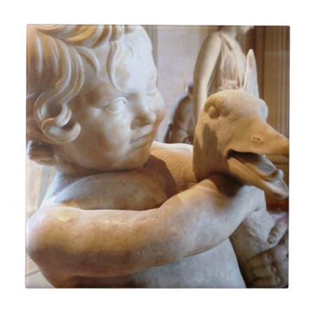 Ancient Greek Sculpture Boy And Goose Ceramic Tile