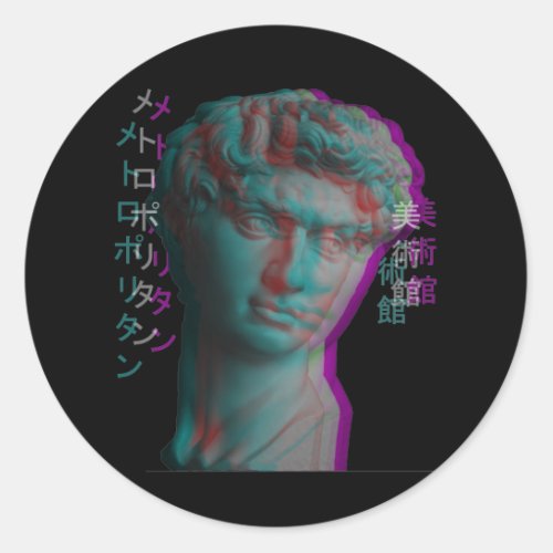 Ancient Greek Sculpture Vaporwave Statue Head Classic Round Sticker