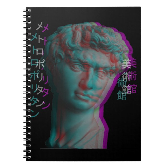 Ancient Greek Sculpture Vaporwave Statue Head Notebook (Front)