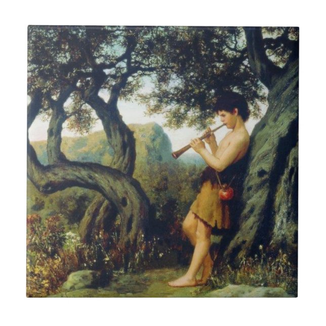 Ancient Greek Shepherd Boy Playing Music Ceramic Tile (Front)
