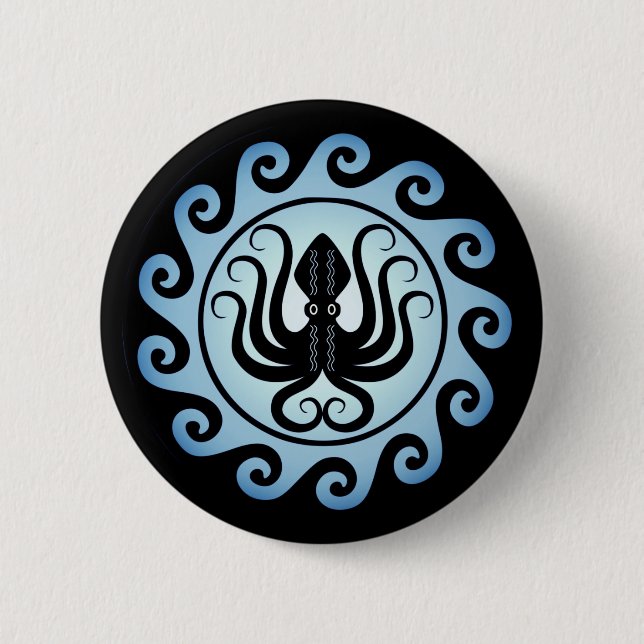 Ancient Greek Shields: Octopus (Water) Button (Front)