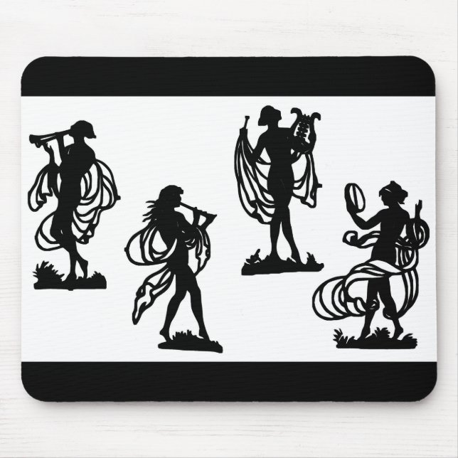 ancient Greek silhouettes of the Muses Mouse Pad (Front)