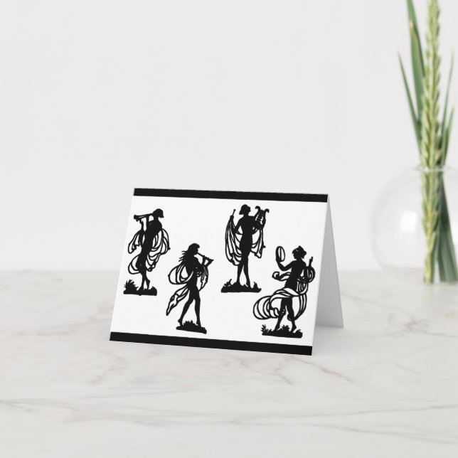ancient Greek silhouettes of the Muses Note Card (Front)