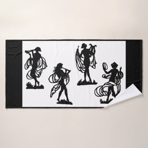 ancient Greek silhouettes of the Muses print Bath Towel Set