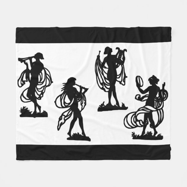 ancient Greek silhouettes of the Muses print Fleece Blanket (Front (Horizontal))