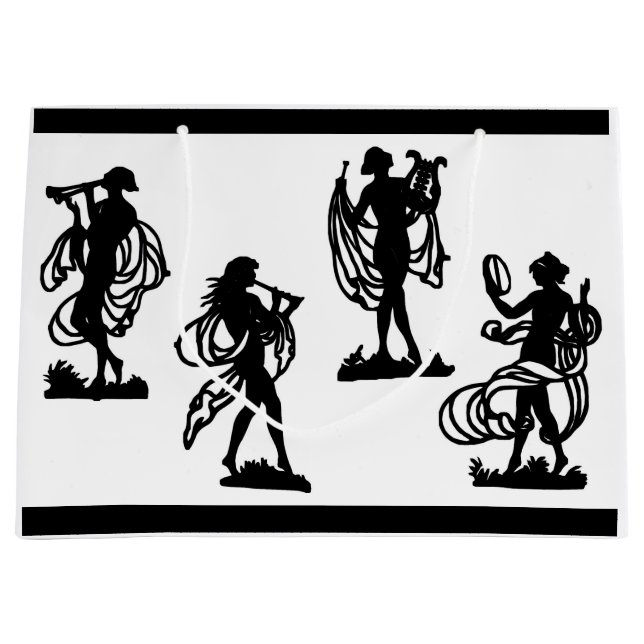 ancient Greek silhouettes of the Muses print Large Gift Bag (Front)