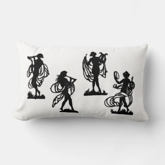 ancient Greek silhouettes of the Muses print Lumbar Pillow