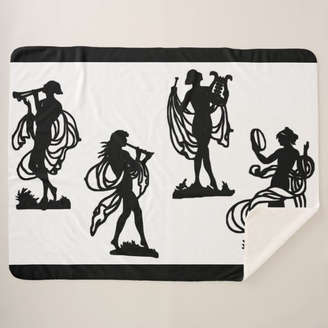 ancient Greek silhouettes of the Muses print Sherpa Blanket (Front (Horizontal))
