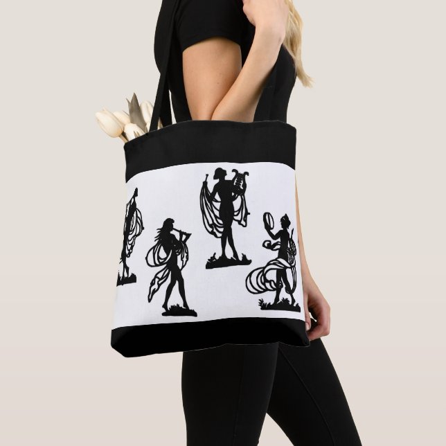 ancient Greek silhouettes of the Muses print Tote Bag (Close Up)
