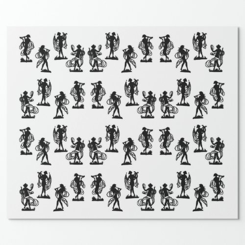ancient Greek silhouettes of the Muses print Wrapping Paper