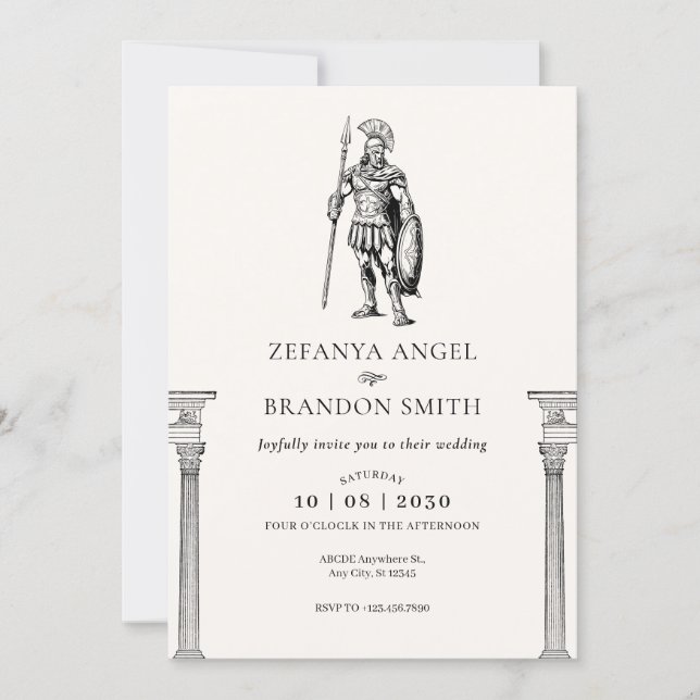 Ancient greek soldier empire  invitation (Front)