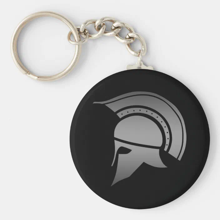 Spartan Helmet Key Chain  Silver 