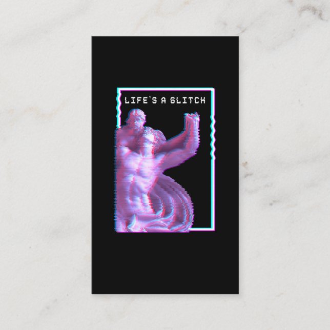 Ancient Greek Statue Aesthetic Vaporwave Glitch Business Card (Front)