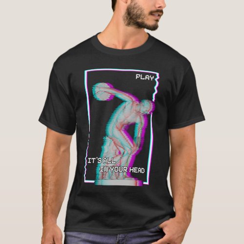 Ancient Greek Statue Discus Throw Vaporwave Glitch T_Shirt