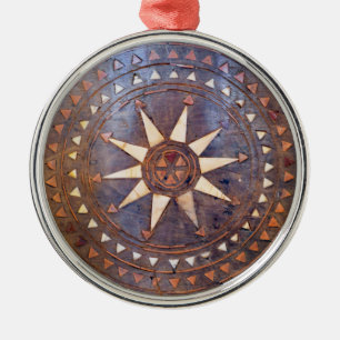 ancient greek symbol wood ethnic sun motif carved metal ornament