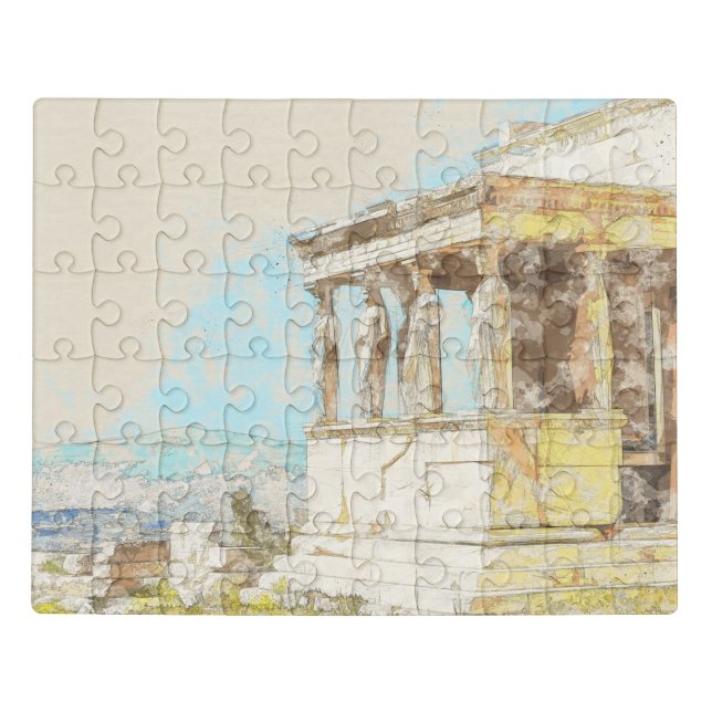 Ancient Greek Temple Ruins Sketch Jigsaw Puzzle  (Puzzle Horizontal)