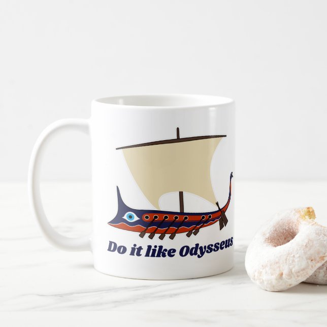 Ancient Greek Trireme: Do it like Odysseus Coffee Mug (With Donut)