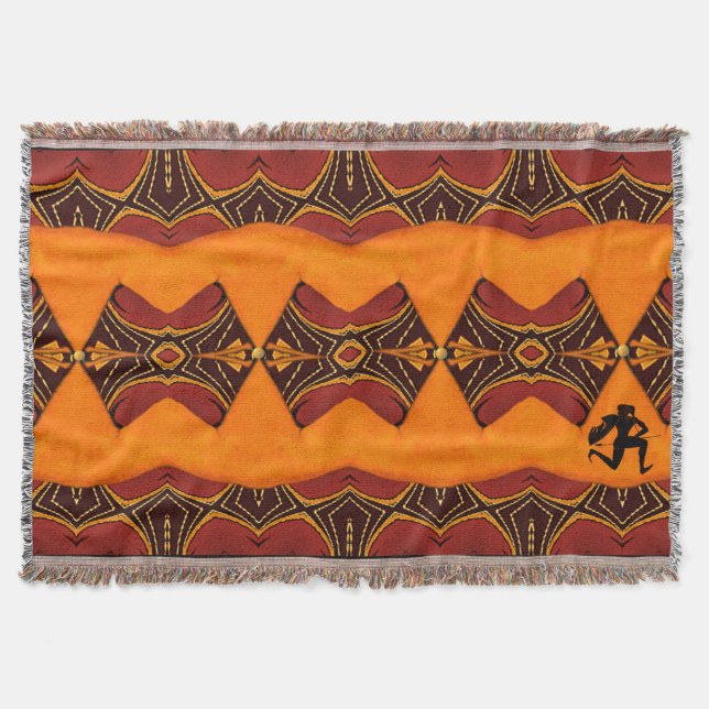 Ancient Greek Warrior Styled Cotton Throw Blanket (Front)