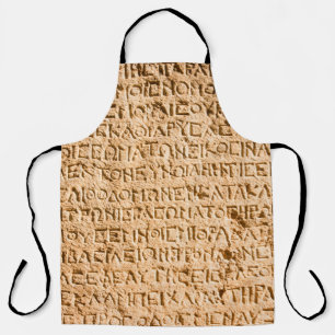 ancient Greek writing chiseled on stone Apron