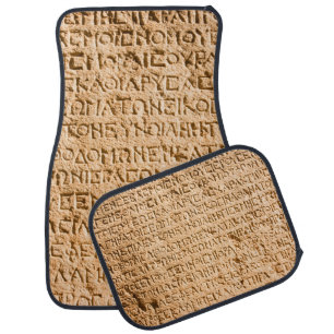 ancient Greek writing chiseled on stone Car Floor Mat