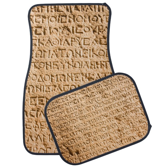 ancient Greek writing chiseled on stone Car Floor Mat (Set)