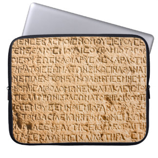 ancient Greek writing chiseled on stone Laptop Sleeve