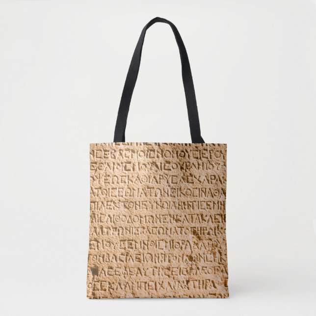 ancient Greek writing chiseled on stone Tote Bag (Front)