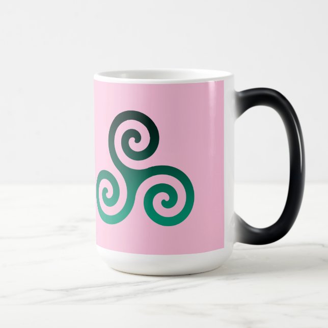 Ancient Green Triskele Pastel Pink Color Morph Mug (Right)
