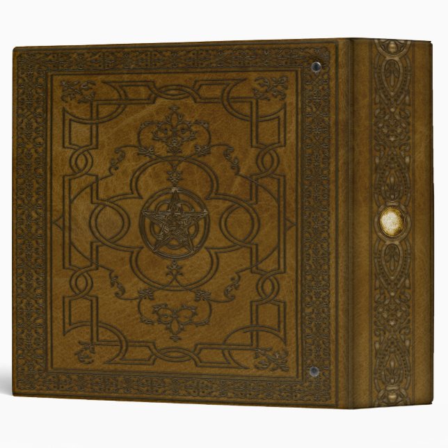 Ancient Grimoire Embossed Leather Book of Shadows 3 Ring