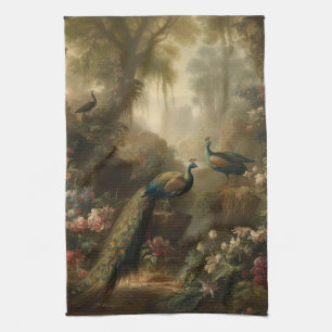 Ancient Grove Peacock Trio Culinary Linen Kitchen Towel