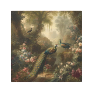 Ancient Grove Peacock Trio Heritage Gallery Metal Print