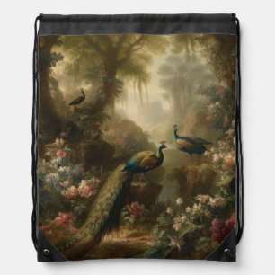 Ancient Grove Peacock Trio Manor Satchel Drawstring Bag