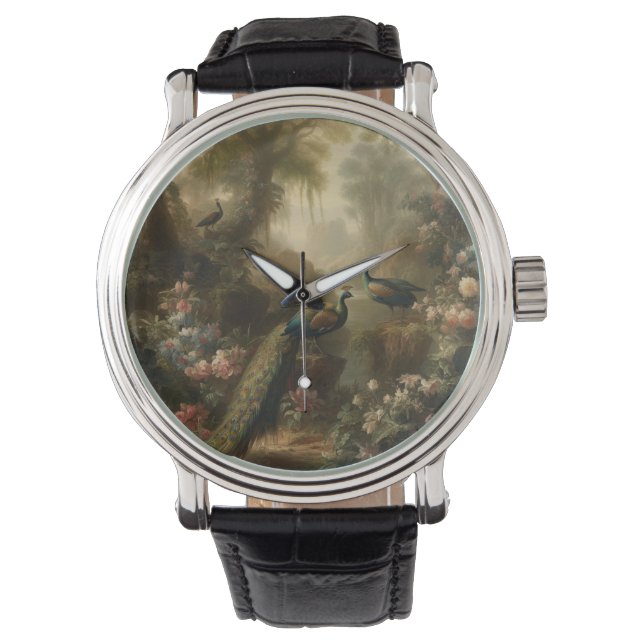 Ancient Grove Peacock Trio Manor Timepiece Watch (Front)
