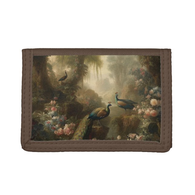 Ancient Grove Peacock Trio Manor Vault Trifold Wallet (Front)