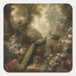 Ancient Grove Peacock Trio Sanct Square Sticker