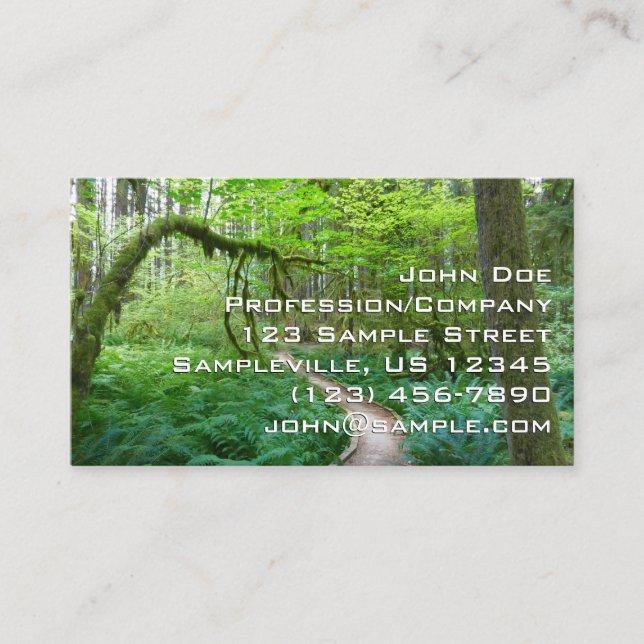 Ancient Groves Trail at Olympic National Park Business Card (Front)