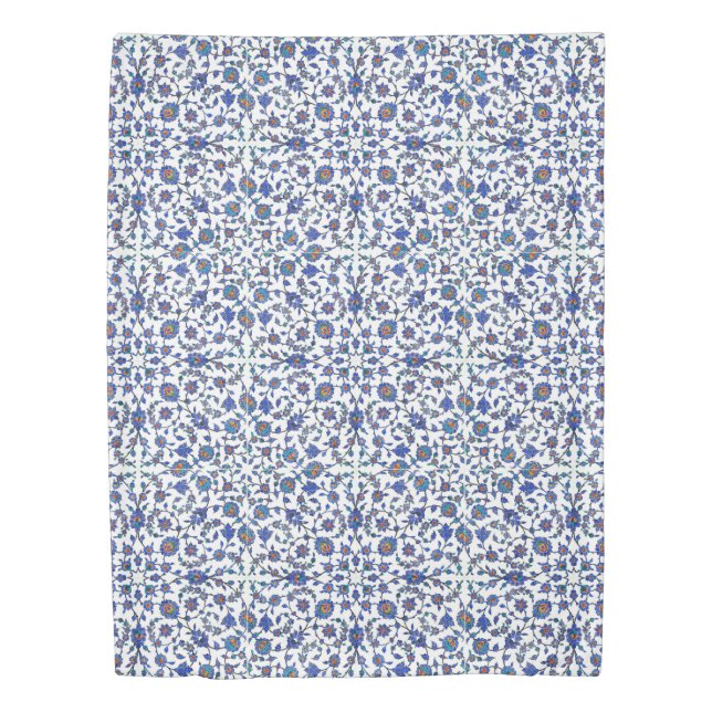 Ancient Handmade Blue Turkish Floral Tiles Patter Duvet Cover (Front)