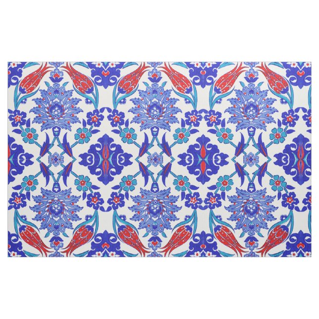Ancient Handmade Turkish Floral Tulip Tile Pattern Fabric (Fat Quarter)