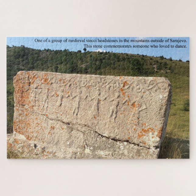 Ancient Headstone in Bosnia Mountains Large Jigsaw Puzzle (Horizontal)
