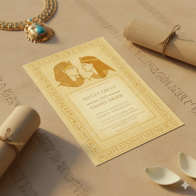 Ancient Hieroglyphs King & Queen Egyptian Wedding Invitation (Creator Uploaded)
