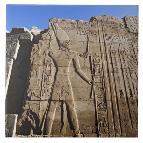 Ancient hieroglyphs on wall Temple of Karnak Ceramic Tile