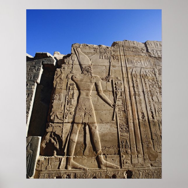 Ancient hieroglyphs on wall, Temple of Karnak, Poster (Front)
