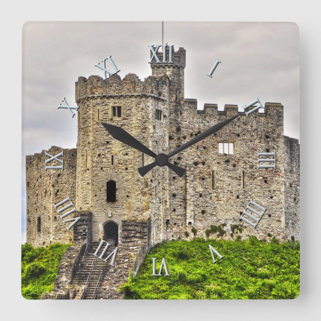 Ancient Historic Sites, Castle Ruins of Britain Square Wall Clock (Front)