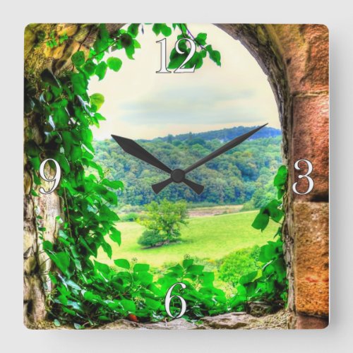 Ancient Historic Sites Castle Ruins of Britain Square Wall Clock