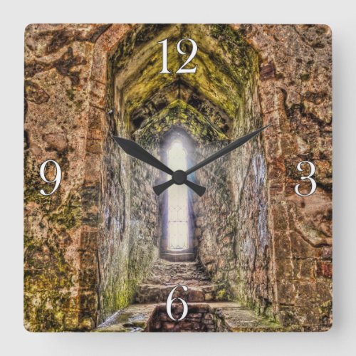 Ancient Historic Sites Castle Ruins of Britain Square Wall Clock