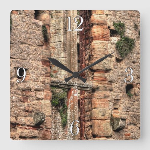Ancient Historic Sites Castle Ruins of Britain Square Wall Clock