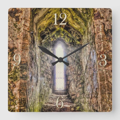 Ancient Historic Sites Castle Ruins of Britain Square Wall Clock