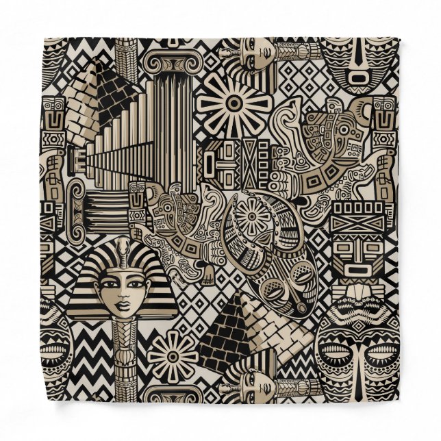 Ancient Historical Symbols Tattoo Style Bandana (Front)