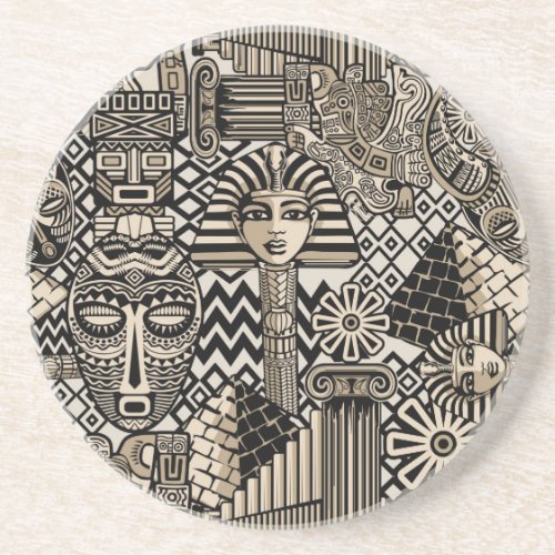 Ancient Historical Symbols Tattoo Style Coaster