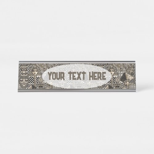 Ancient Historical Symbols Tattoo Style Desk Name Plate